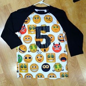 Maxi Milian Emoji Baseball T-shirt Kids Sz L (14-16) Black/White & Emoji's